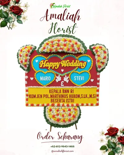 Karangan Papan Bunga Pernikahan di Perumnas Way Kandis